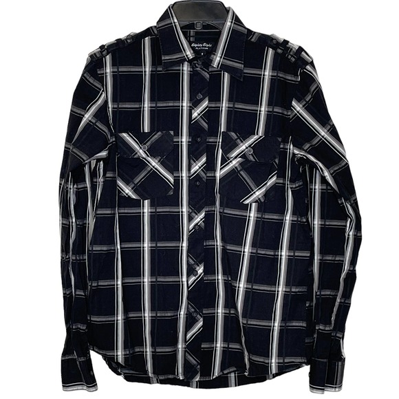 Eighty Eight Platinum Western Shirt Size Small‎ Black Gray White Check Cotton - Picture 1 of 5
